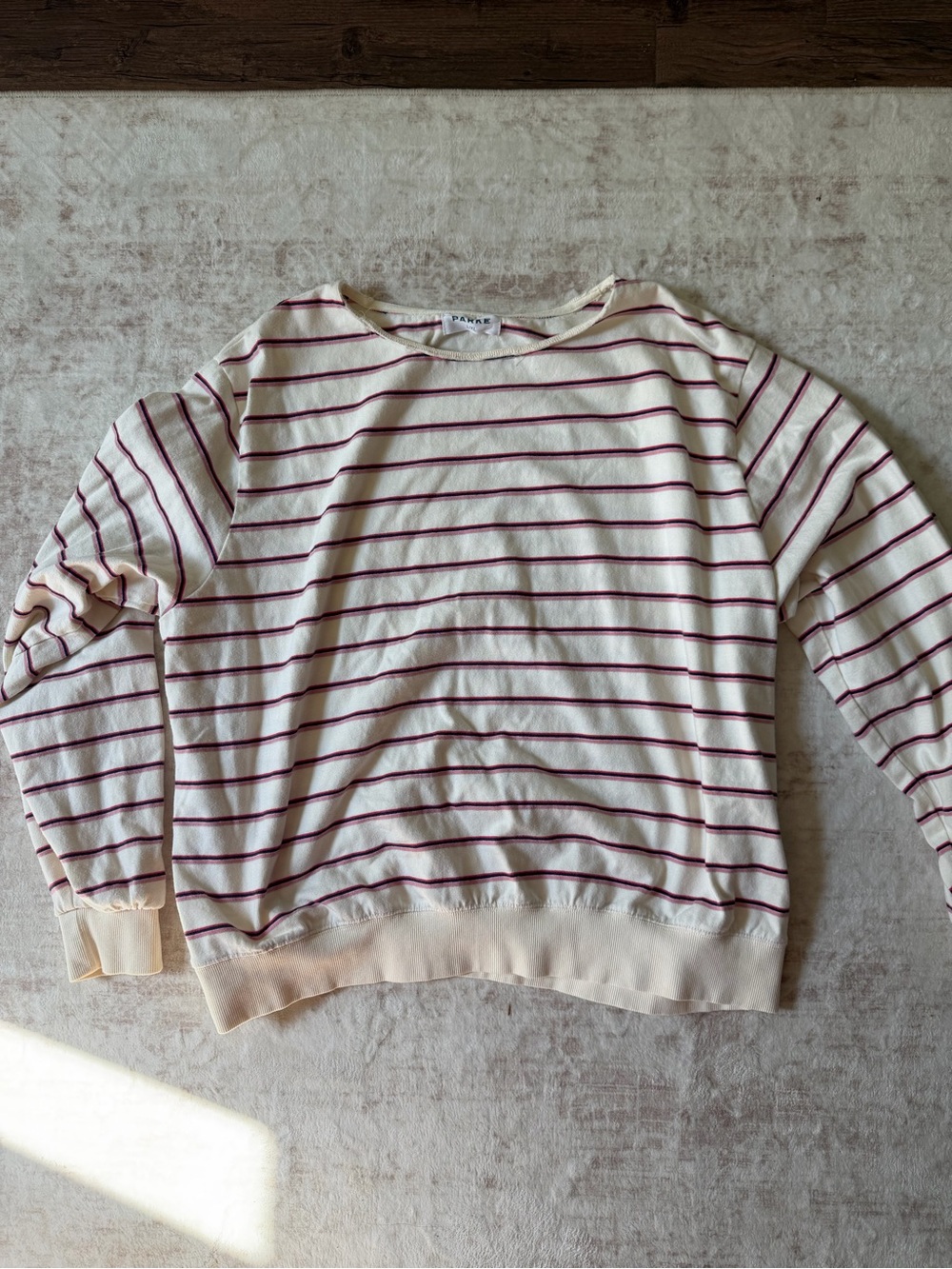 Parke Striped Sweatshirt *mockneck cut* L/XL
